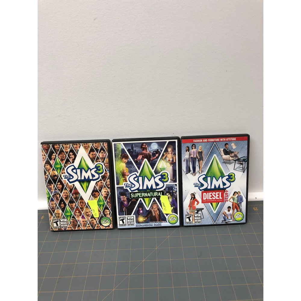 Lot of 3 Sims PC Games The Sims 3, Sims 3 Supernatural & Sims 3 Diesel Stuff